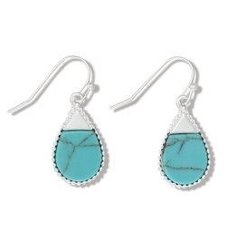 Periwinkle by Barlow Earrings Silver And Turquoise Tear Drops