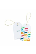 Caspari Classic Hanging Gift Tags 2pk Happy Birthday