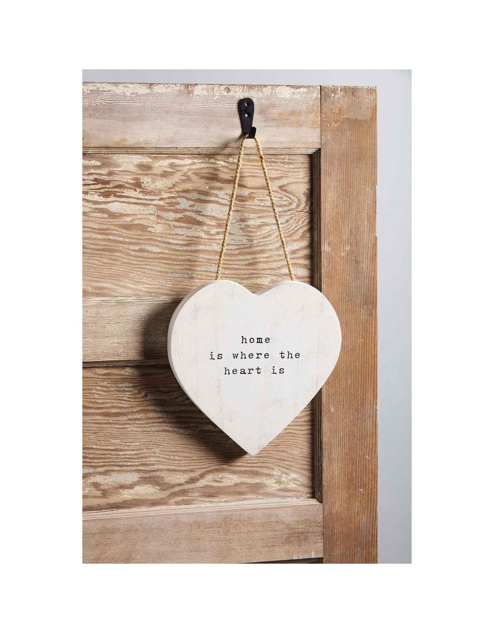 Mud Pie Wood Heart Shaped Plaque Home Is Where The Heart Is