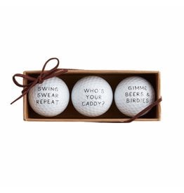 Mud Pie Funny Golf Balls Gift Set Of 3 Assorted Sayings - W