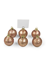 Kurt Adler Rose Gold Glittered Ornament Name Card Holders Set 6