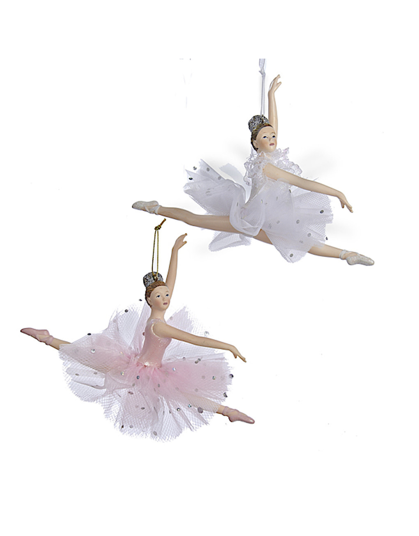 Kurt Adler Pink And White Ballerina Ornaments 2 Assorted