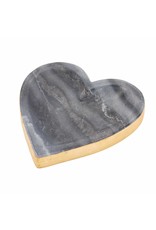 Mud Pie Gray Marble Foil Heart Tray Trinket Ring Dish Gold Edge