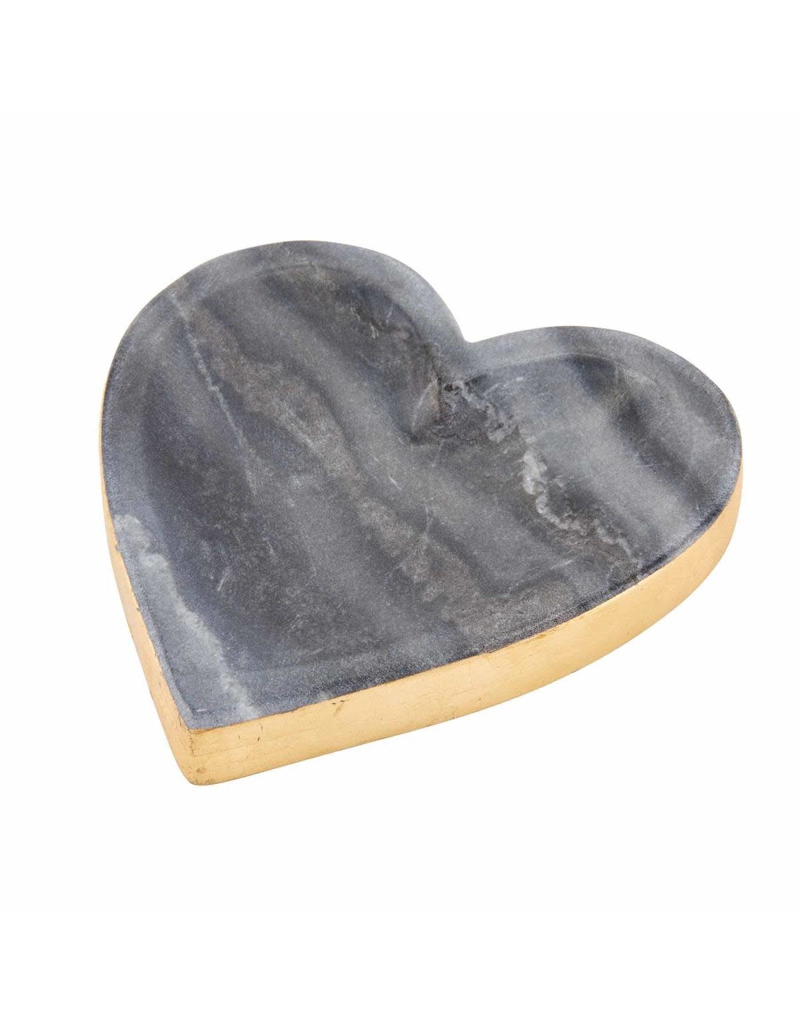 Mud Pie Gray Marble Foil Heart Tray Trinket Ring Dish Gold Edge