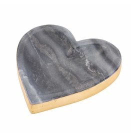 Mud Pie Gray Marble Foil Heart Tray Trinket Ring Dish Gold Edge