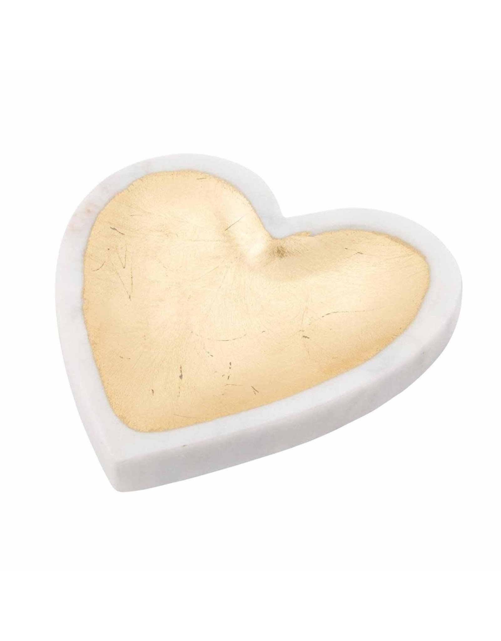 Mud Pie White Marble Foil Heart Tray Trinket Ring Dish