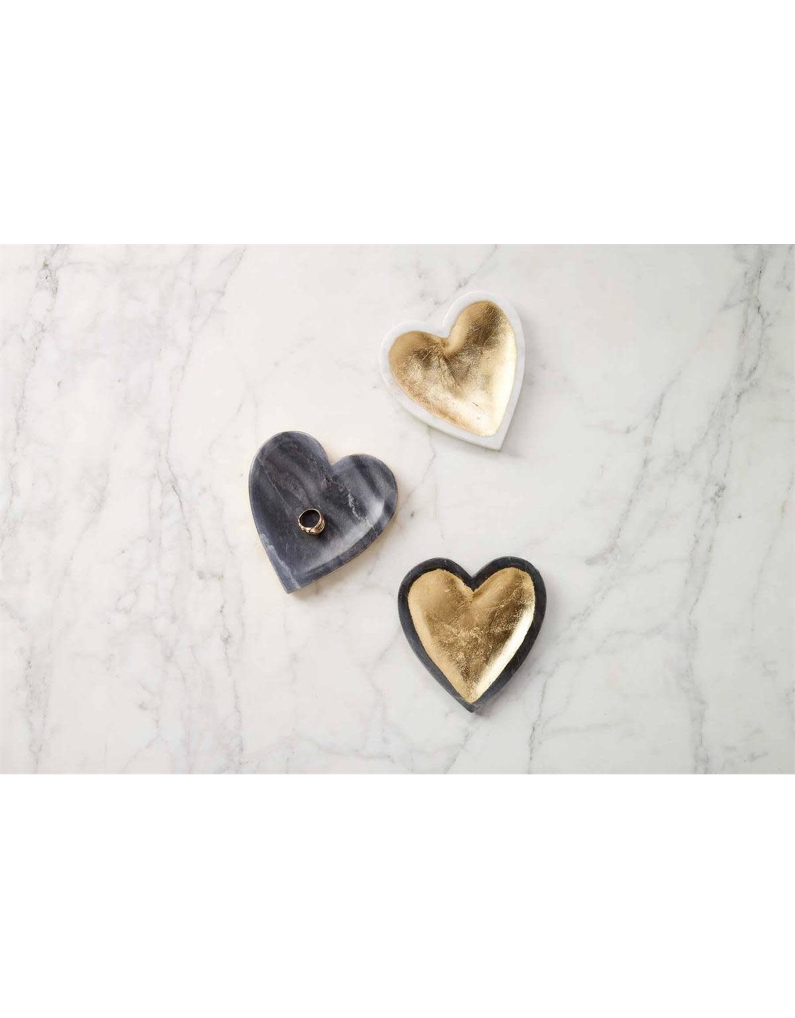 Mud Pie White Marble Foil Heart Tray Trinket Ring Dish