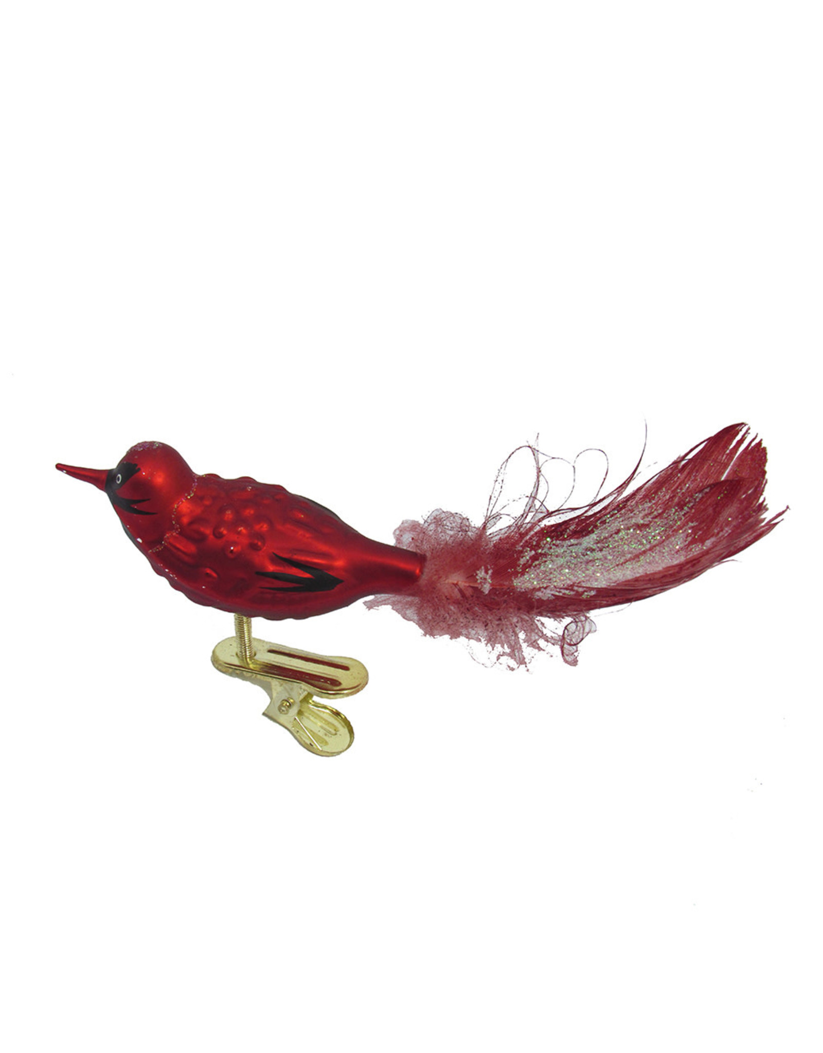 Kurt Adler Red Glass Cardinals Clip-On Ornaments 5 Pc Box Set
