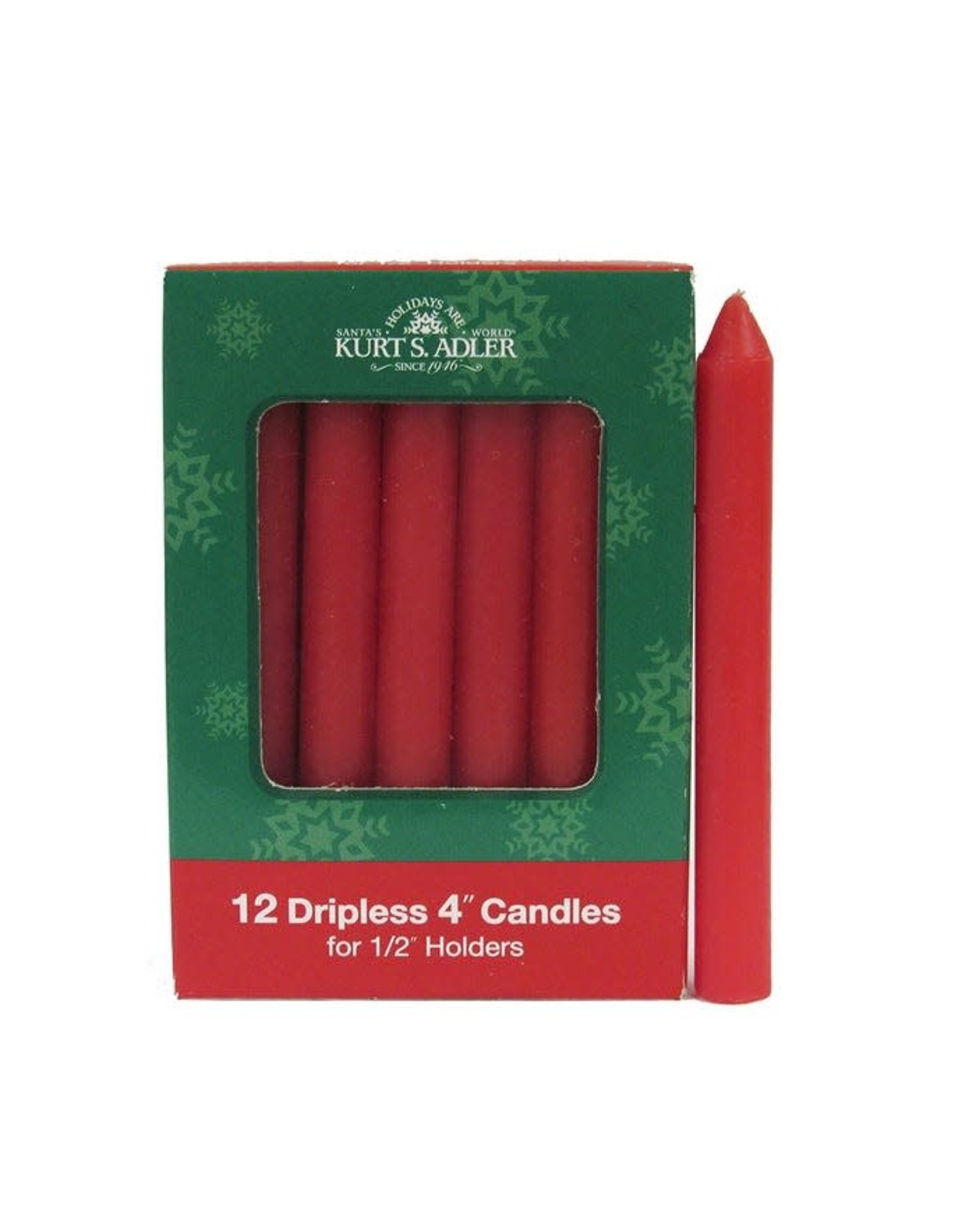 Kurt Adler Red Dripless Candle Set of 12 for 1/2 inch Holders