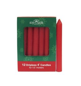 Kurt Adler Red Dripless Candle Set of 12 for 1/2 inch Holders