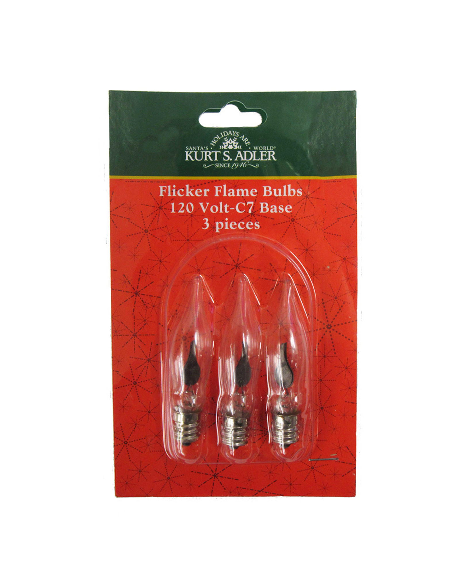 Kurt Adler Replacement C7 Flicker Flame Bulbs 3-Piece Box Set