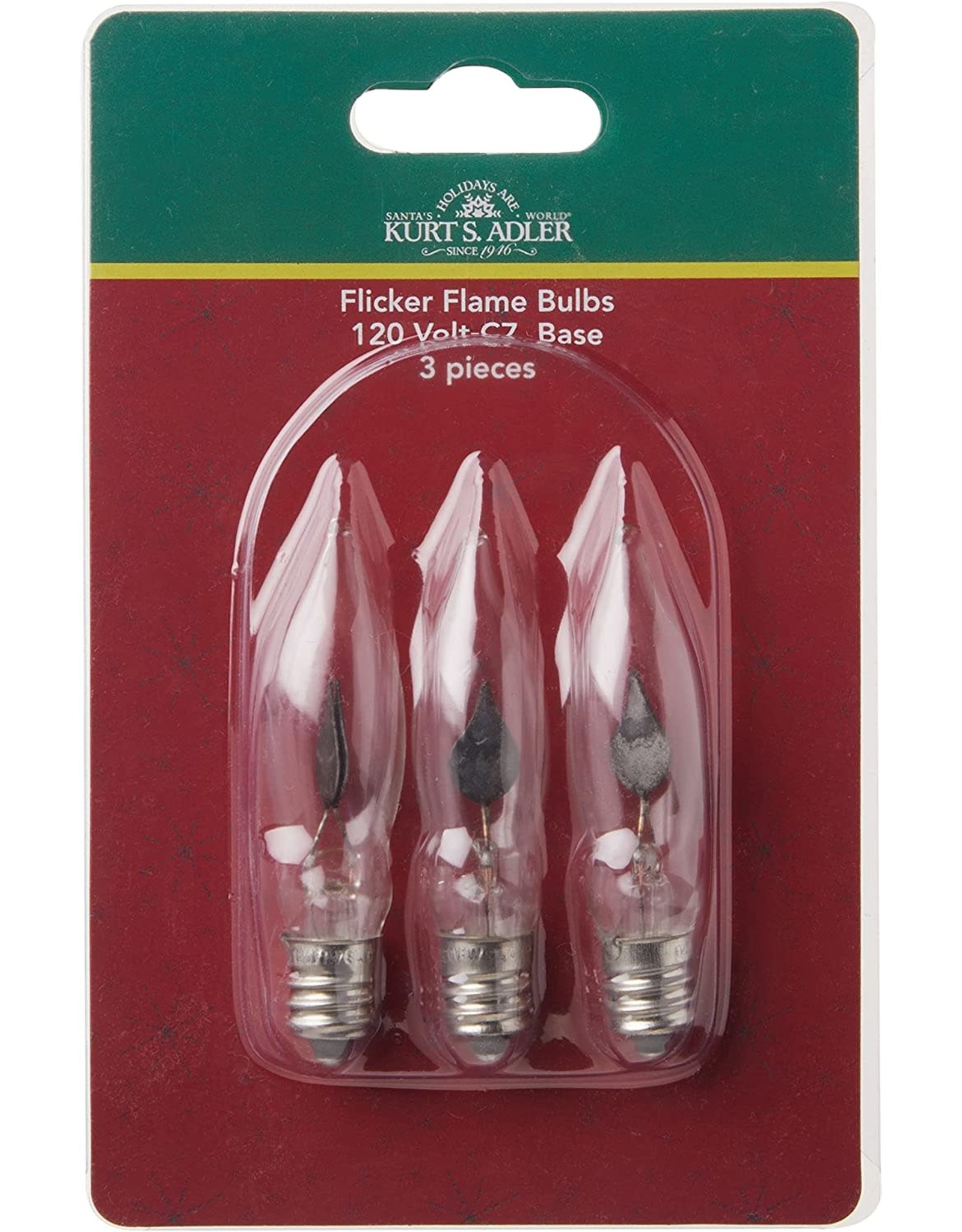 Kurt Adler Replacement C7 Flicker Flame Bulbs 3-Piece Box Set