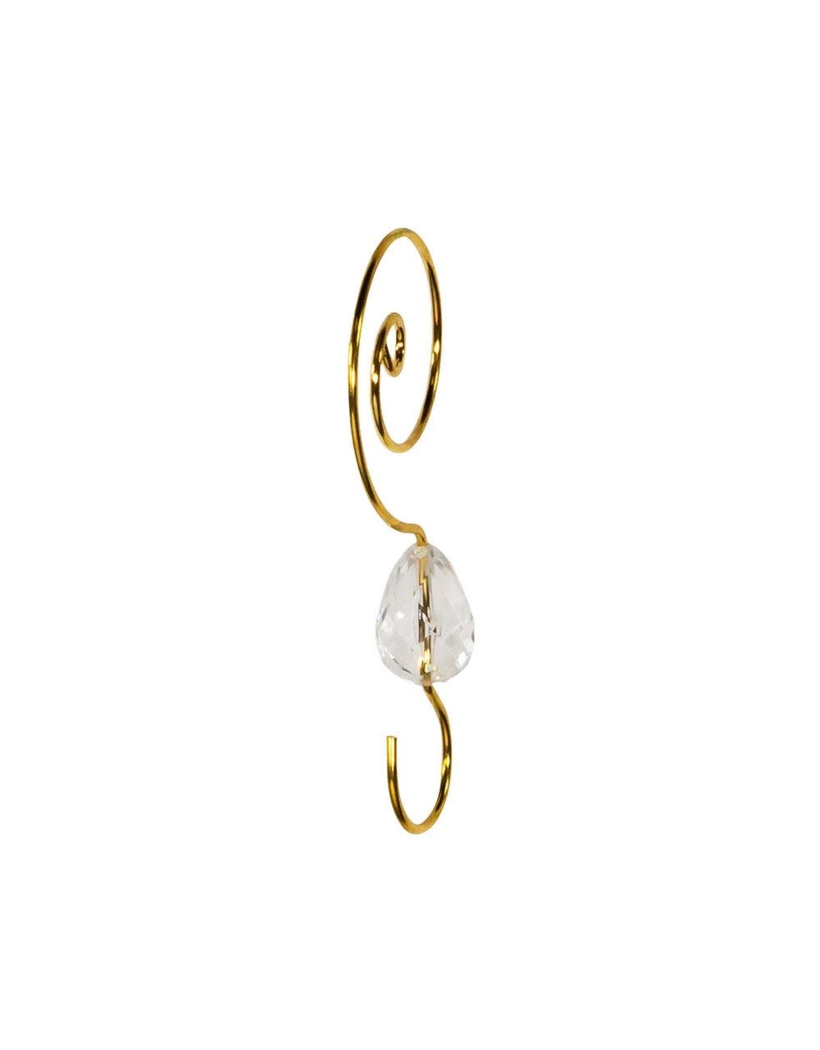 Kurt Adler Christmas Ornament Hooks Gold Wire w Clear Acrylic Jewel 24pc