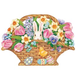 Caspari Easter Cards Bunny in Easter Basket Die-Cut Greeting Card