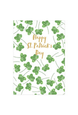 Caspari St Patricks Day Card Shamrocks w Foil Happy St Patricks Day