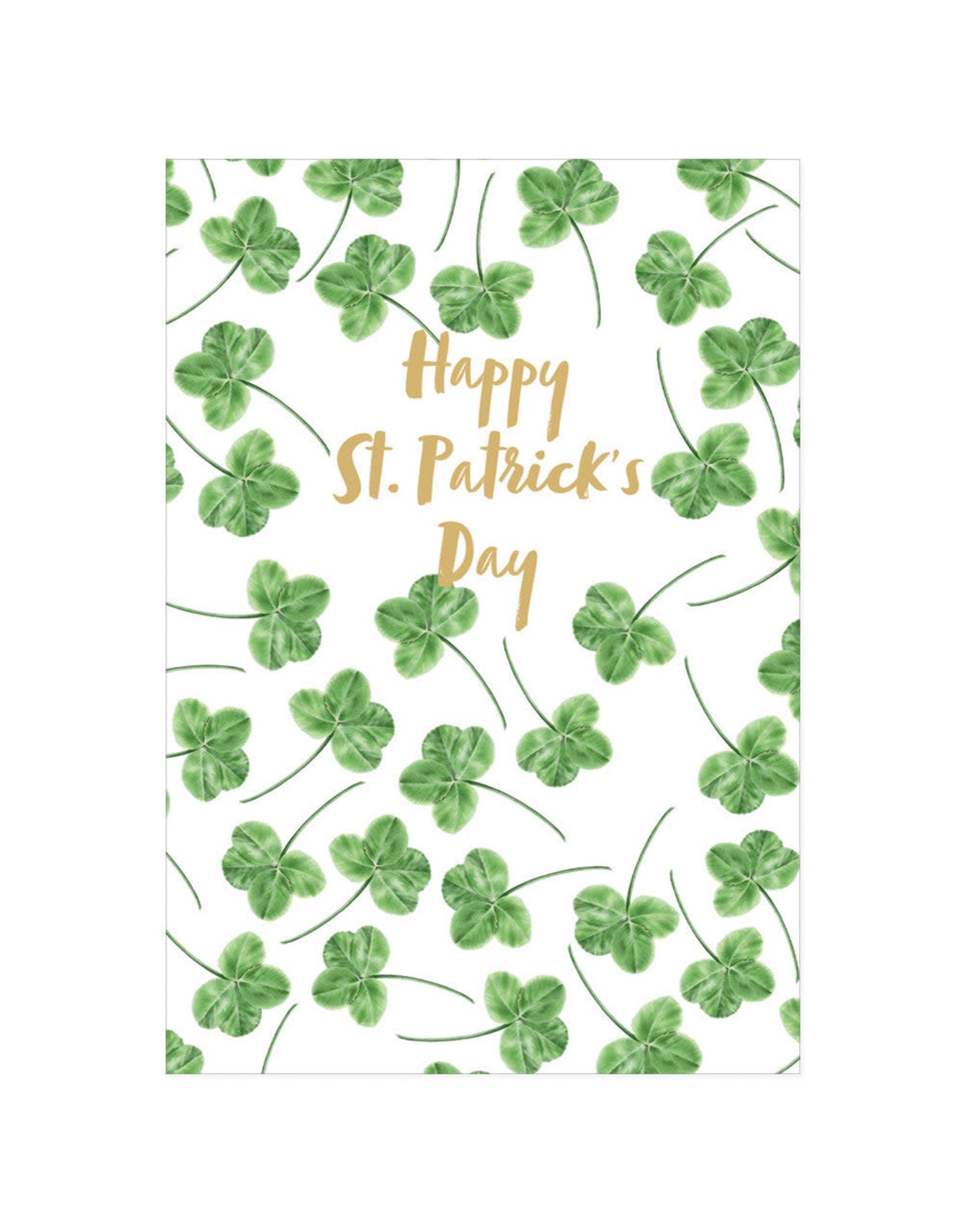 Caspari St Patricks Day Card Shamrocks w Foil Happy St Patricks Day