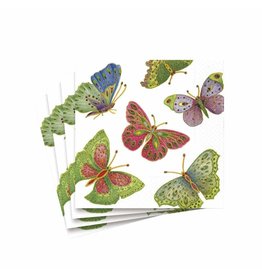 Caspari Paper Cocktail Napkins 20ct Jeweled Butterflies