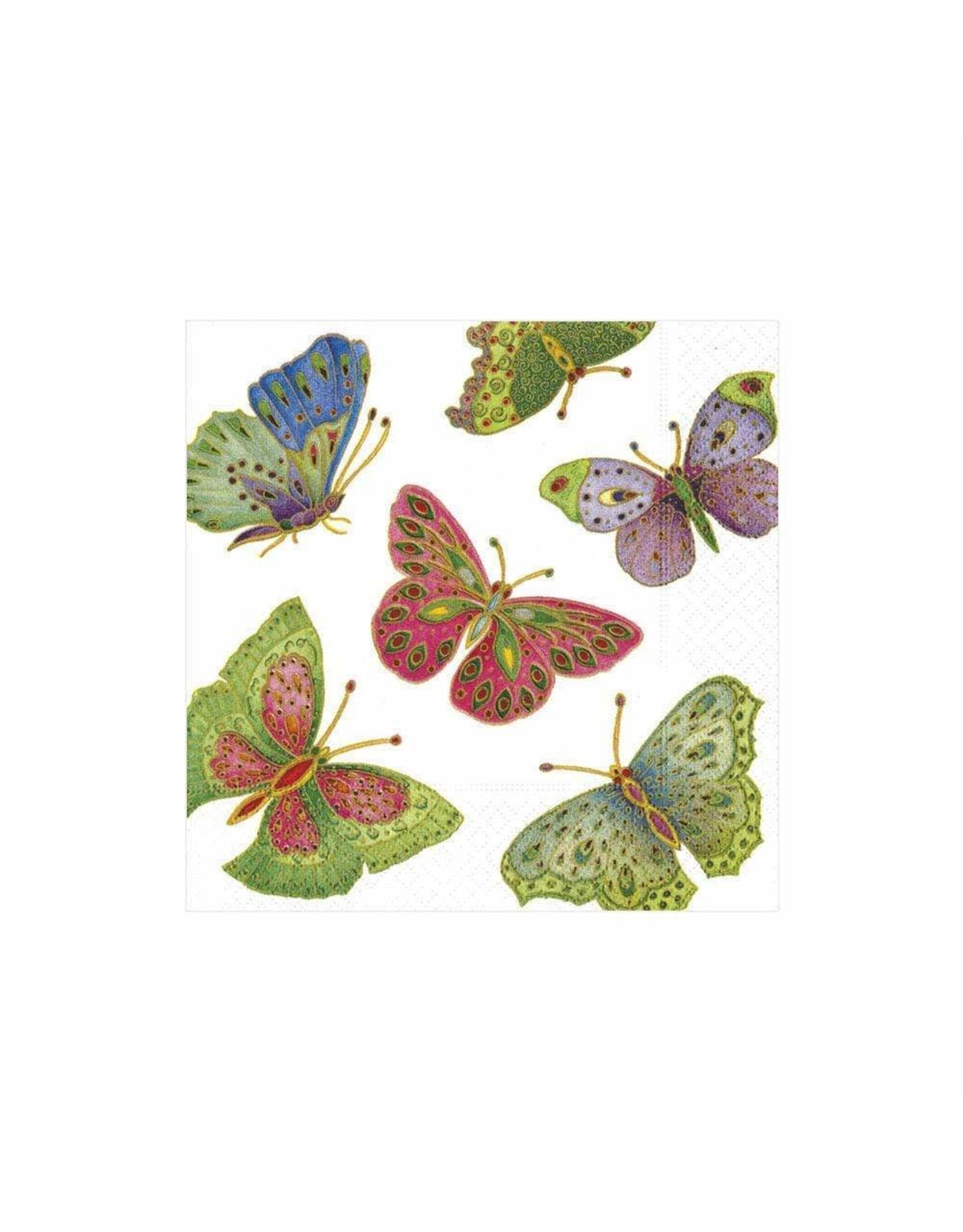 Caspari Paper Cocktail Napkins 20ct Jeweled Butterflies