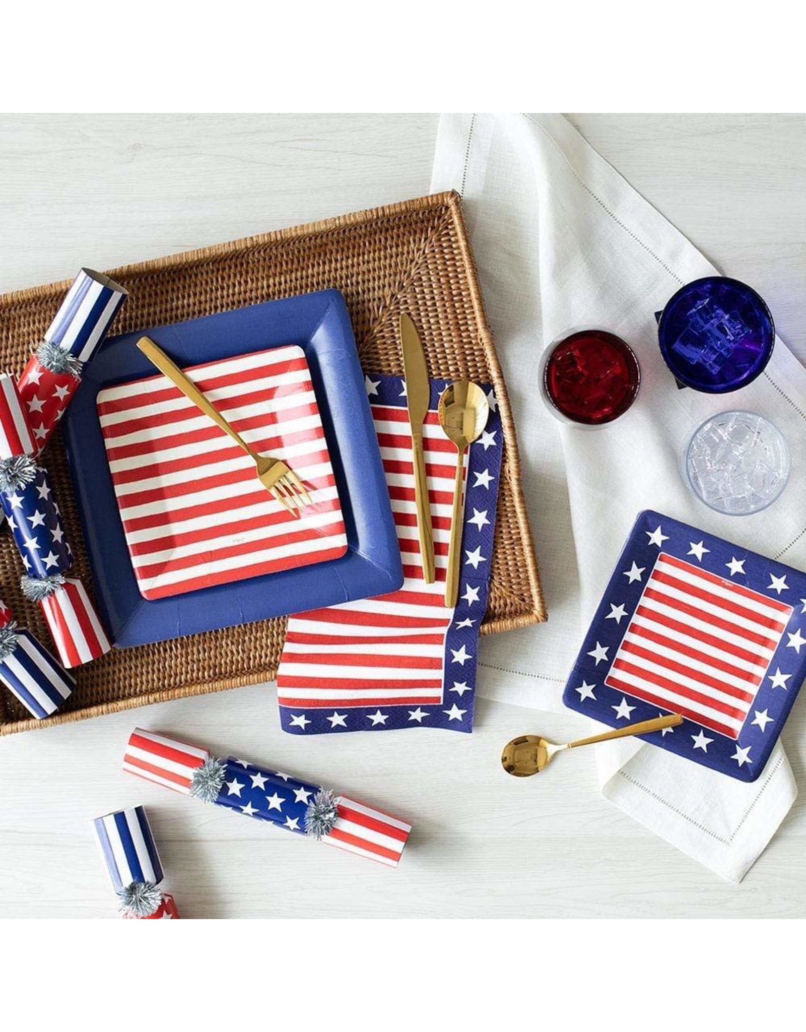 Caspari Patriotic Paper Cocktail Napkins 20ct Red White And Blue