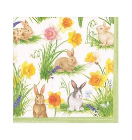 Caspari Easter Paper Lunch Napkins 20ct Bunnies and Daffodils