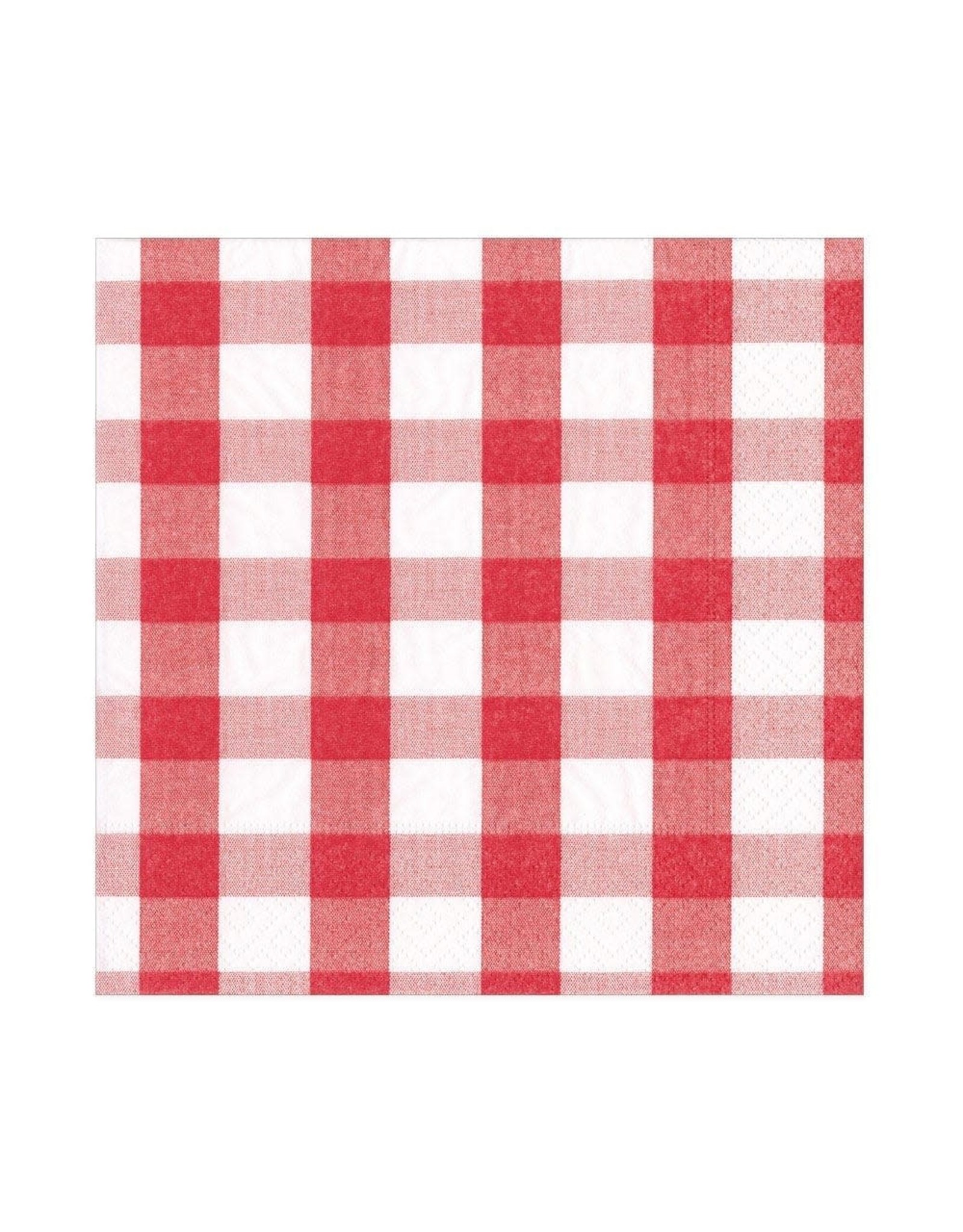 Caspari Gingham Paper Lunch Napkins 20ct In Red