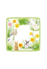 Caspari Easter Salad Dessert Paper Plates Sq 8pk Bunnies And Daffodils