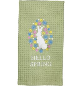 Mud Pie Hello Spring Embroidered Waffle Hand Towel Bunny in  Flowers