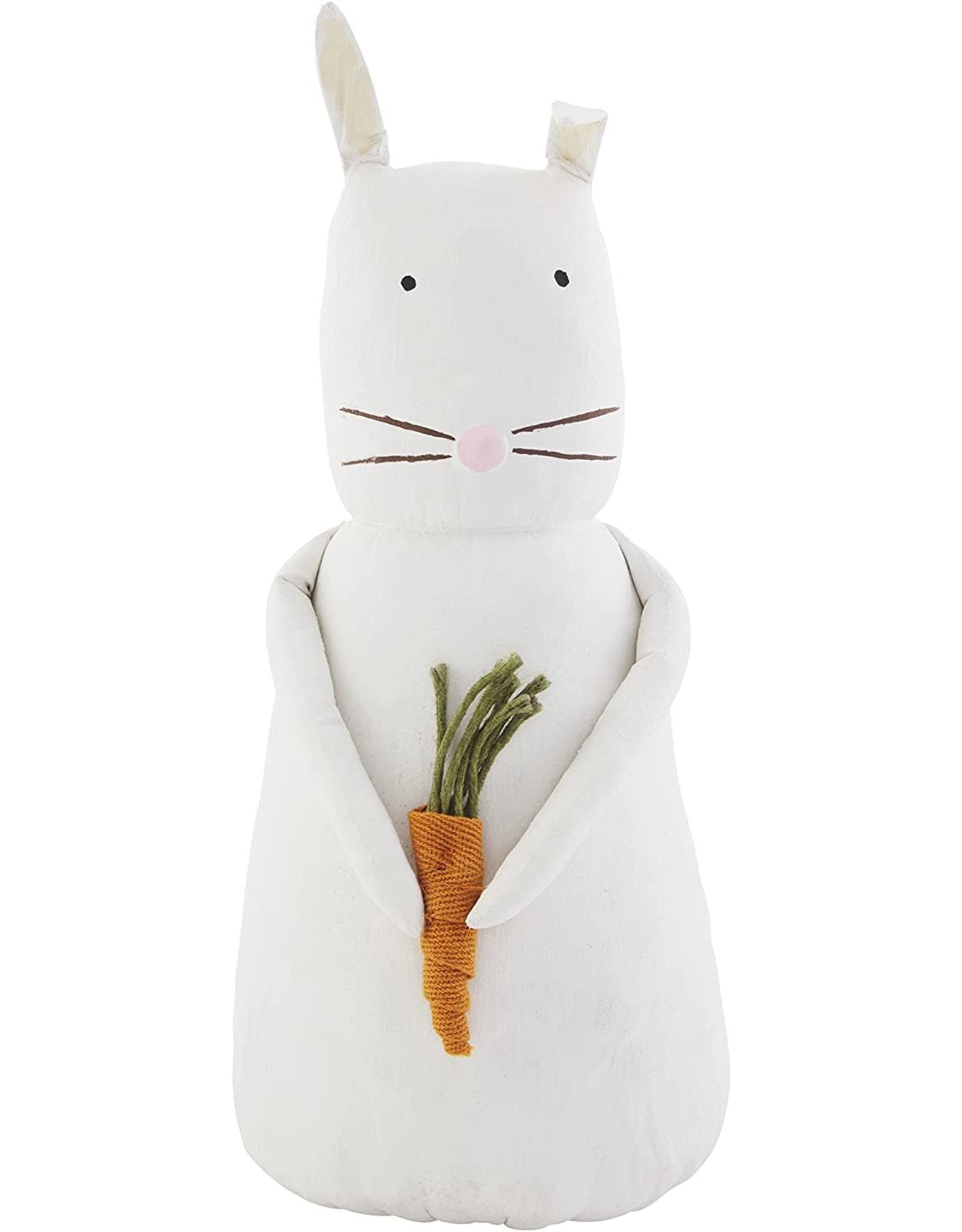 Mud Pie Bunny Sitter Hand Painted Canvas Bunny LG White w Carrot