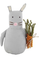 Mud Pie Bunny Sitter Hand Painted Canvas Bunny SM Holding Carrots