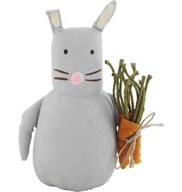 Mud Pie Bunny Sitter Hand Painted Canvas Bunny SM Holding Carrots