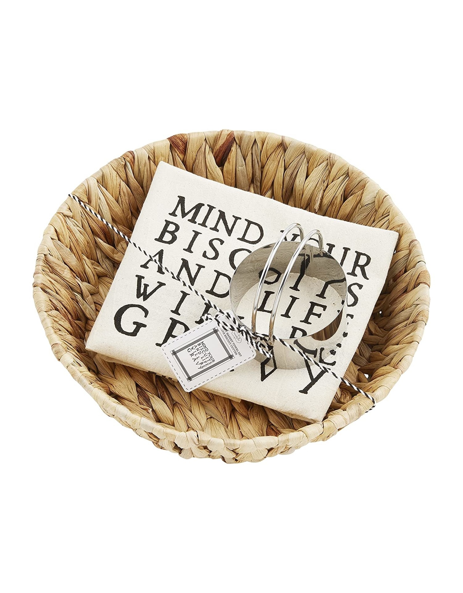 Mud Pie Biscuit Basket Towel and Cutter Set W Mind Your Biscuits