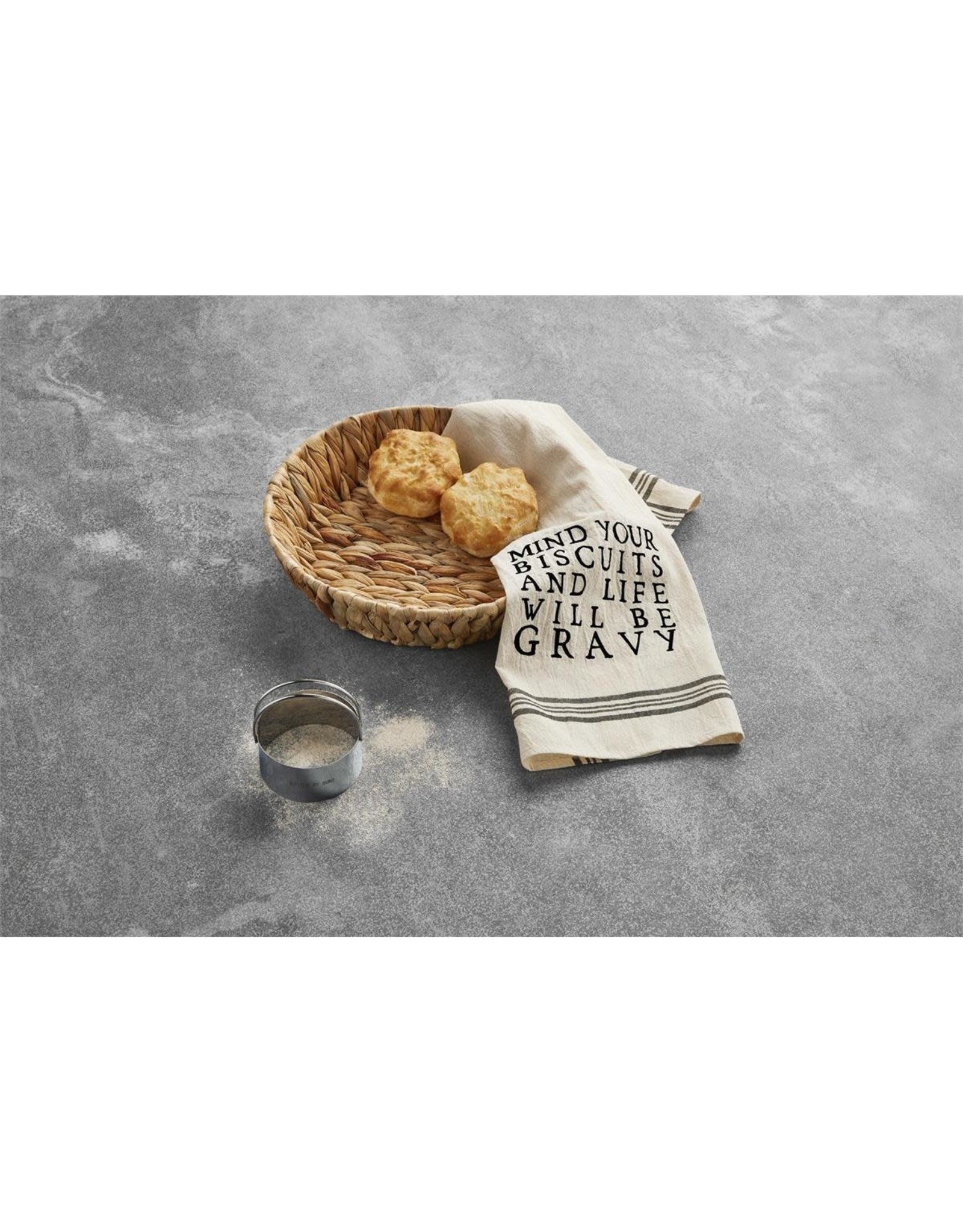 Mud Pie Biscuit Basket Towel and Cutter Set W Mind Your Biscuits