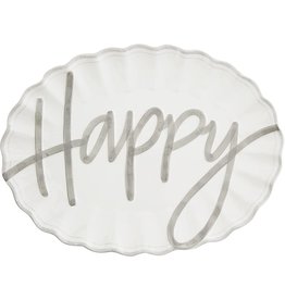 Mud Pie Large Happy Serving Platter W Ruffled Rim