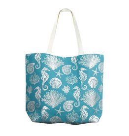 Periwinkle by Barlow Tote Bags Turquoise With Silver Sea Life Tote