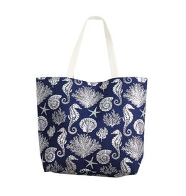 Periwinkle by Barlow Tote Bags Navy Blue With Silver Sea Life Tote