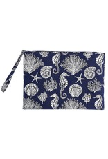 Periwinkle by Barlow Wristlets Navy Blue With Silver Sea Life Wristlet