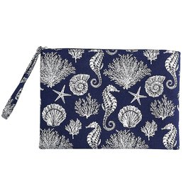 Periwinkle by Barlow Wristlets Navy Blue With Silver Sea Life Wristlet