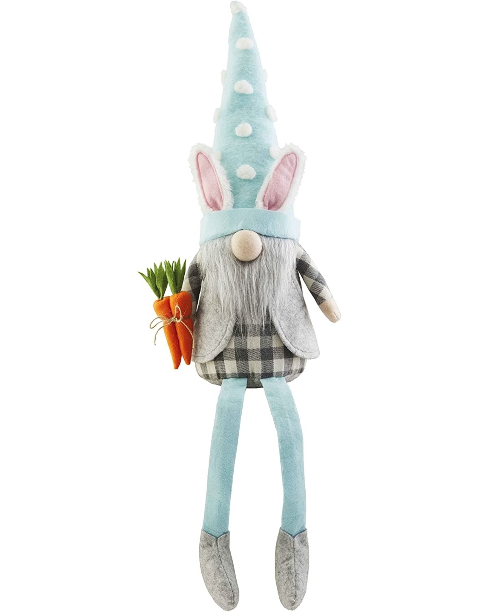 Mud Pie Gnomes Easter Bunny Ear Dangle Leg Gnome Holding Carrot LG