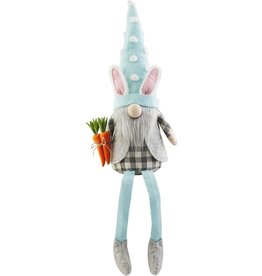 Mud Pie Gnomes Easter Bunny Ear Dangle Leg Gnome Holding Carrot LG