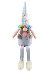 Mud Pie Gnomes Easter Bunny Ear Dangle Leg Gnome w Flower Crown MED