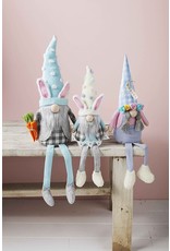 Mud Pie Gnomes Easter Bunny Ear Dangle Leg Gnome w Flower Crown MED