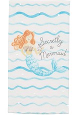 Mud Pie Embroidered Sequin Mermaid Hand Towel W Secretly A Mermaid