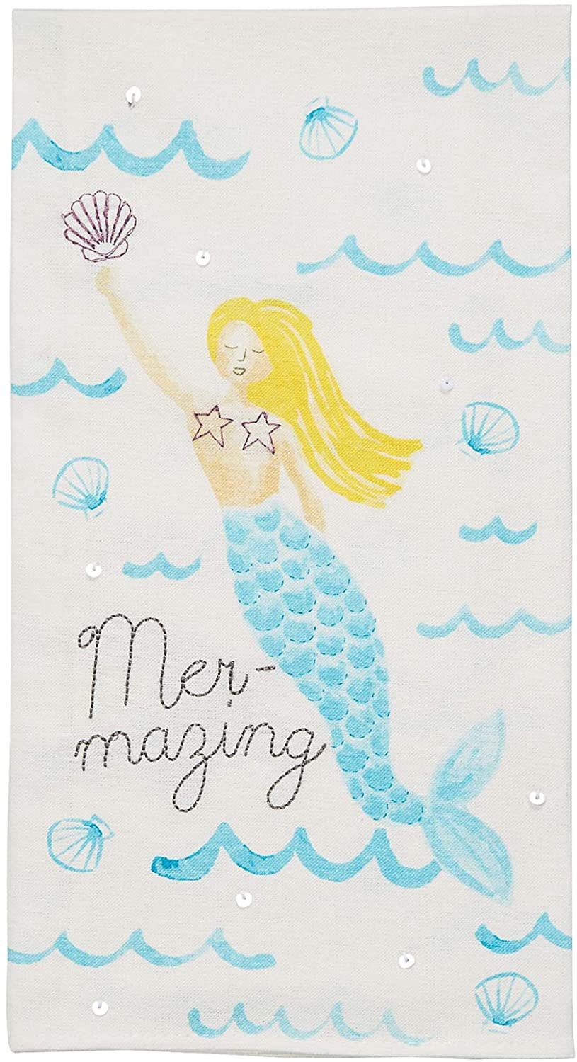 Embroidered Sequin Mermaid Hand Towel W Mermazing Digs N Gifts