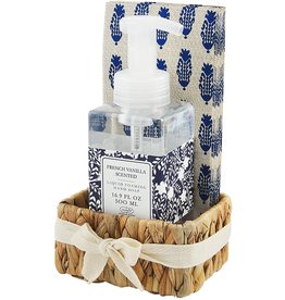 Mud Pie Ikat Indigo Hand Soap Paper Hand Towels And Basket Set