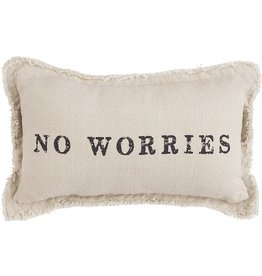 Mud Pie No Worries Linen Blend Pillow 12x7 Inch