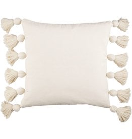 Mud Pie Canvas Pom Pom Tassel Pillow Square 18 Inch