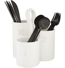 Mud Pie Ceramic Utensil Caddy For Knives Spoons And Forks