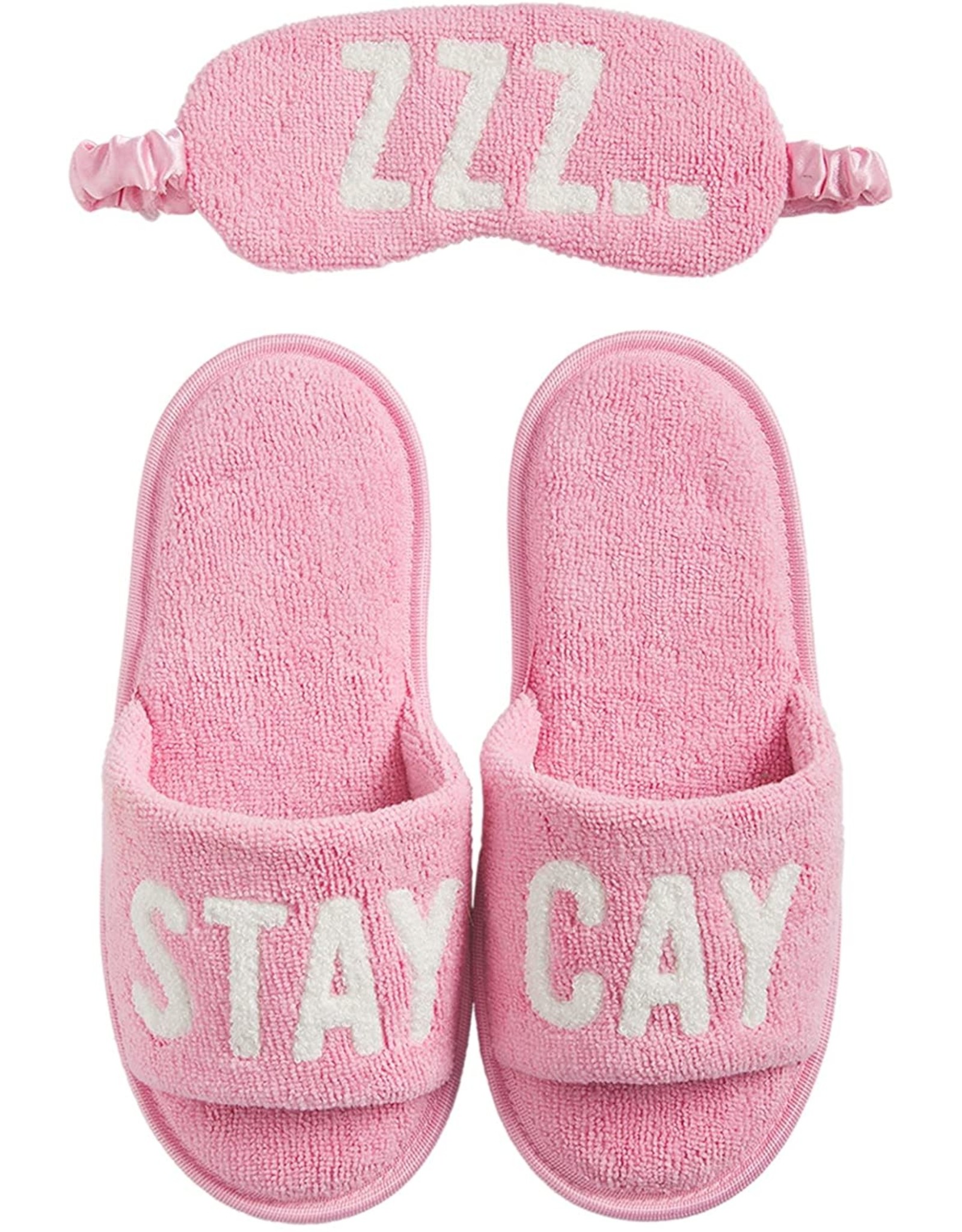 Mud Pie Womens Slippers And Sleep Mask Set Pink Lg -XLg