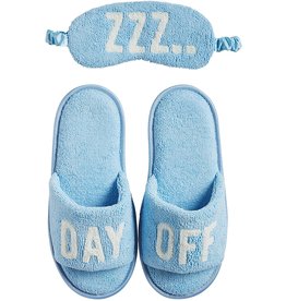 Mud Pie Womens Slippers And Sleep Mask Set Blue Lg -XLg