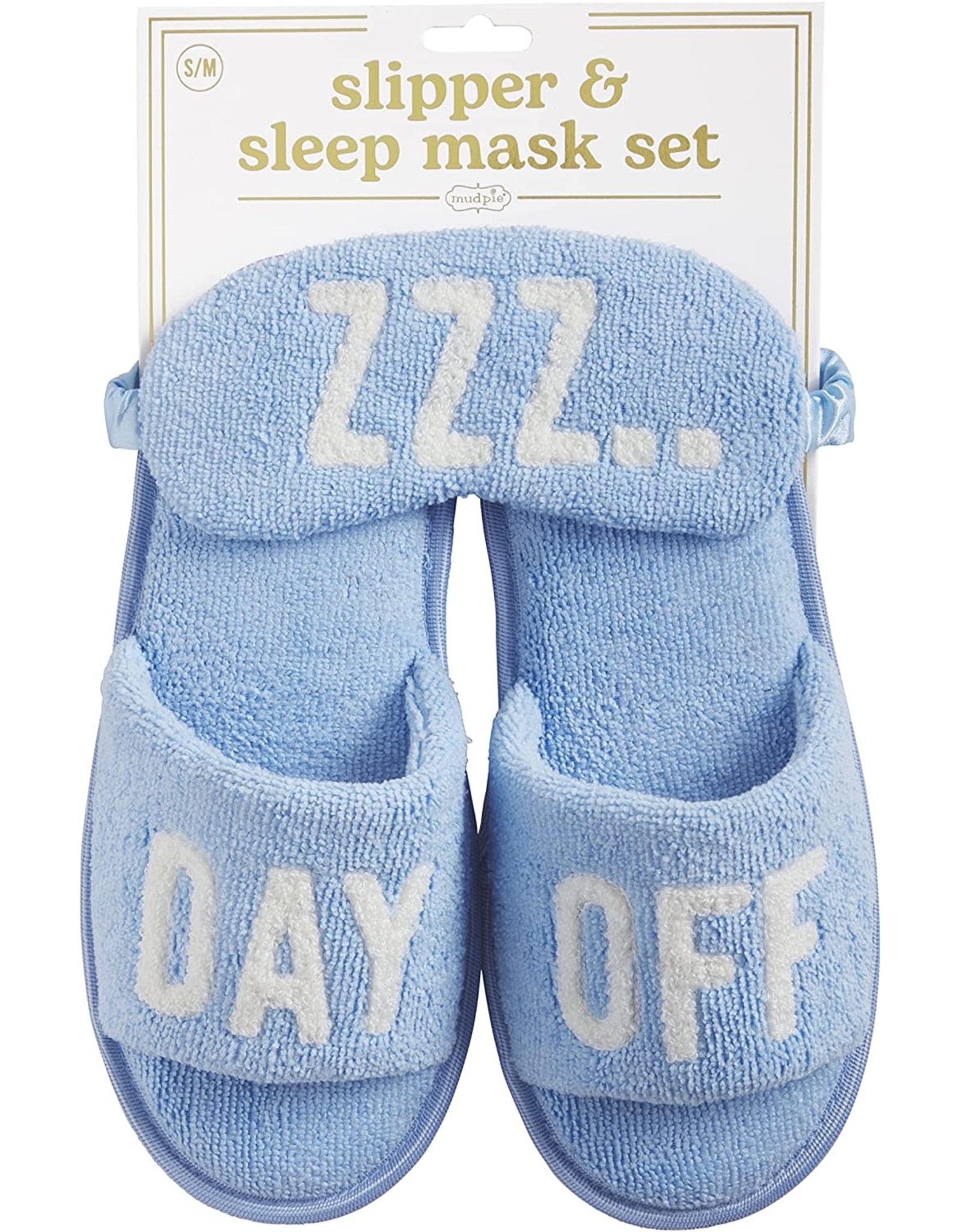 Mud Pie Womens Slippers And Sleep Mask Set Blue Lg -XLg